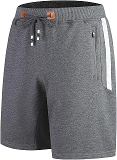 Zoxoz Men's Cotton Sports Shorts with Zip and Elastic Waist