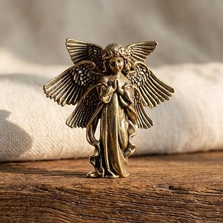 Vintage Brass Angel Statue Creative Cupid Shaped Figure for Desk Decor Elegant Brass Ornament for Indoor Table Angel Decor, Unique Accent for Home and the