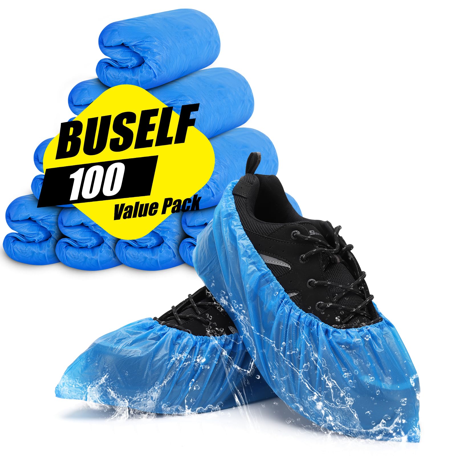 Buself Shoe Covers Disposable Non Slip - Pack of 100 (50 Pairs), Premium Waterpr