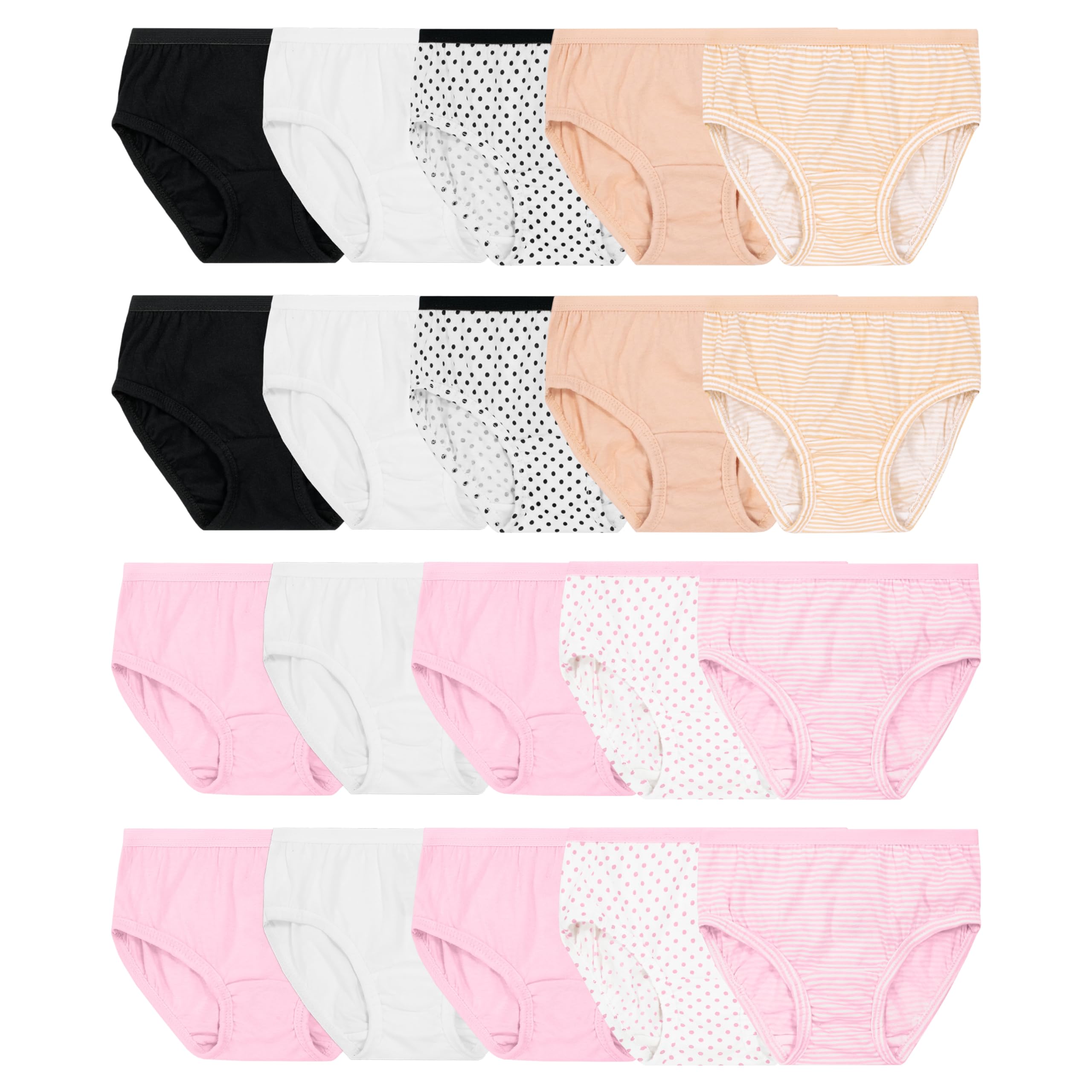 Fruit of the Loom Girls' Cotton Brief Underwear Multipacks | Soft durable cotton