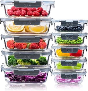 Igluu Meal Prep Glass Containers with Lids (10 Pack) – 370 & 1050ml | Airtight & BPA-Free – Oven, Air Fryer, Microwave, Freezer and Dishwasher Safe – Durable Borosilicate Glass