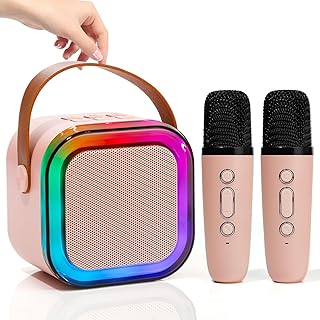 Mini Karaoke Machine for Kids Adults, Speaker with 2 Wireless Microphones | Karaoke Singing Speaker, Christmas Birthday Gifts for Girls Ages 4, 5, 6, 7, 8, 9,10,11,12+ Years Old Toddler