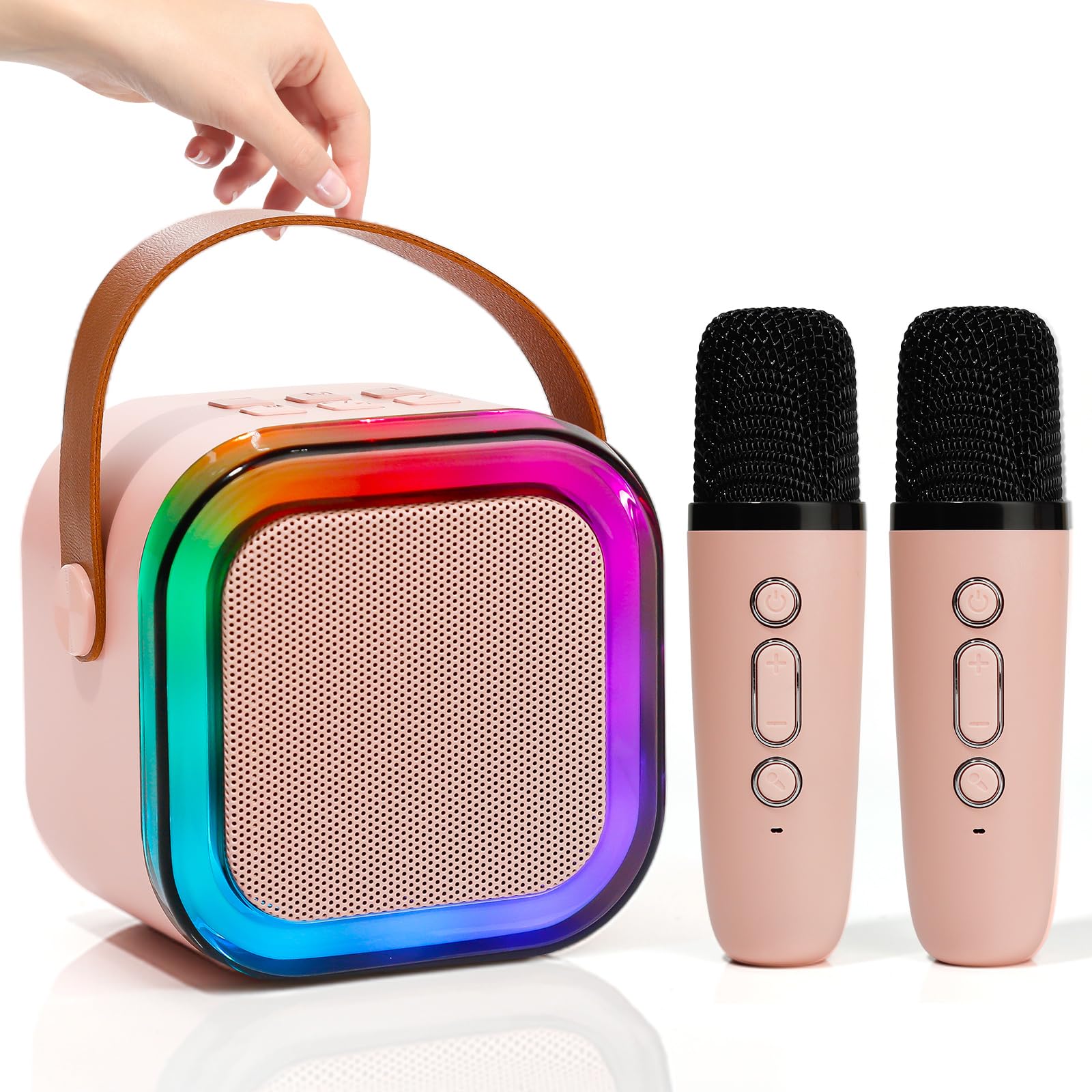 Mini Karaoke Machine for Kids Adults, Speaker with 2 Wireless Microphones | Kara