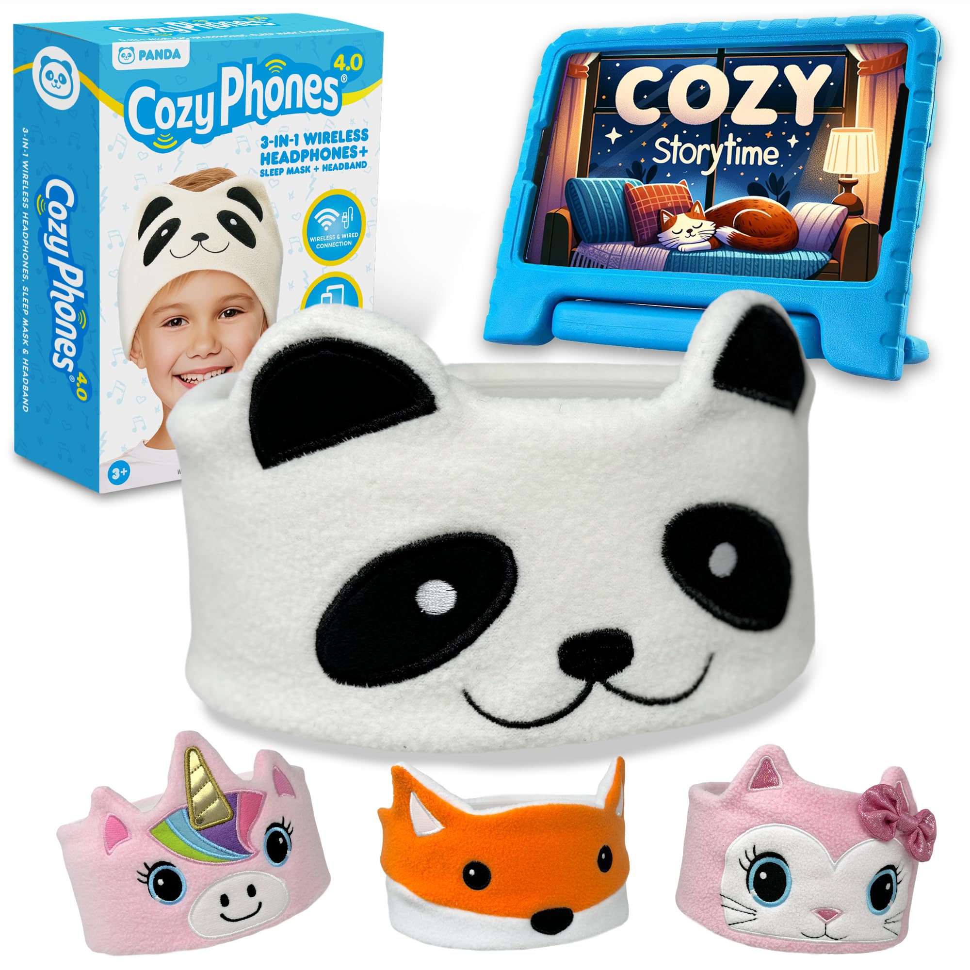 Toddler Headphones Wireless - Kids Headband Headphones for Travel, Panda | Soft 