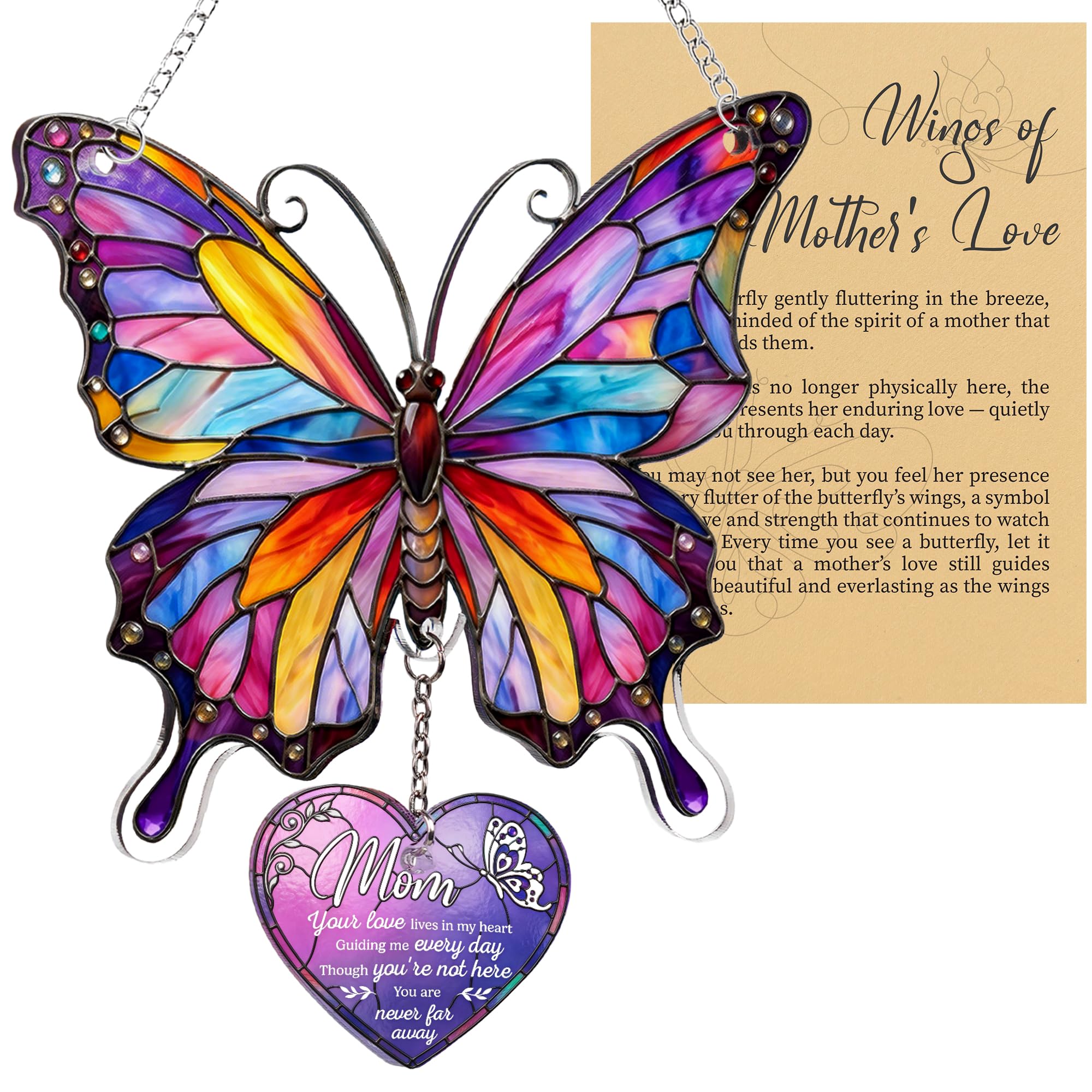 Memorial Gifts for Loss of Mom, Butterfly Mom Memorial Ornament with Card | Acry