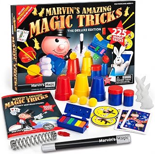 Marvin's Amazing Magic Tricks Deluxe Edition - 225-Trick Kit, Ages 6+ | Mystical Cards, Mind Reading Canisters, Magic Theater, Wand, Beginner Magic Set For Kids, App Video Instructions