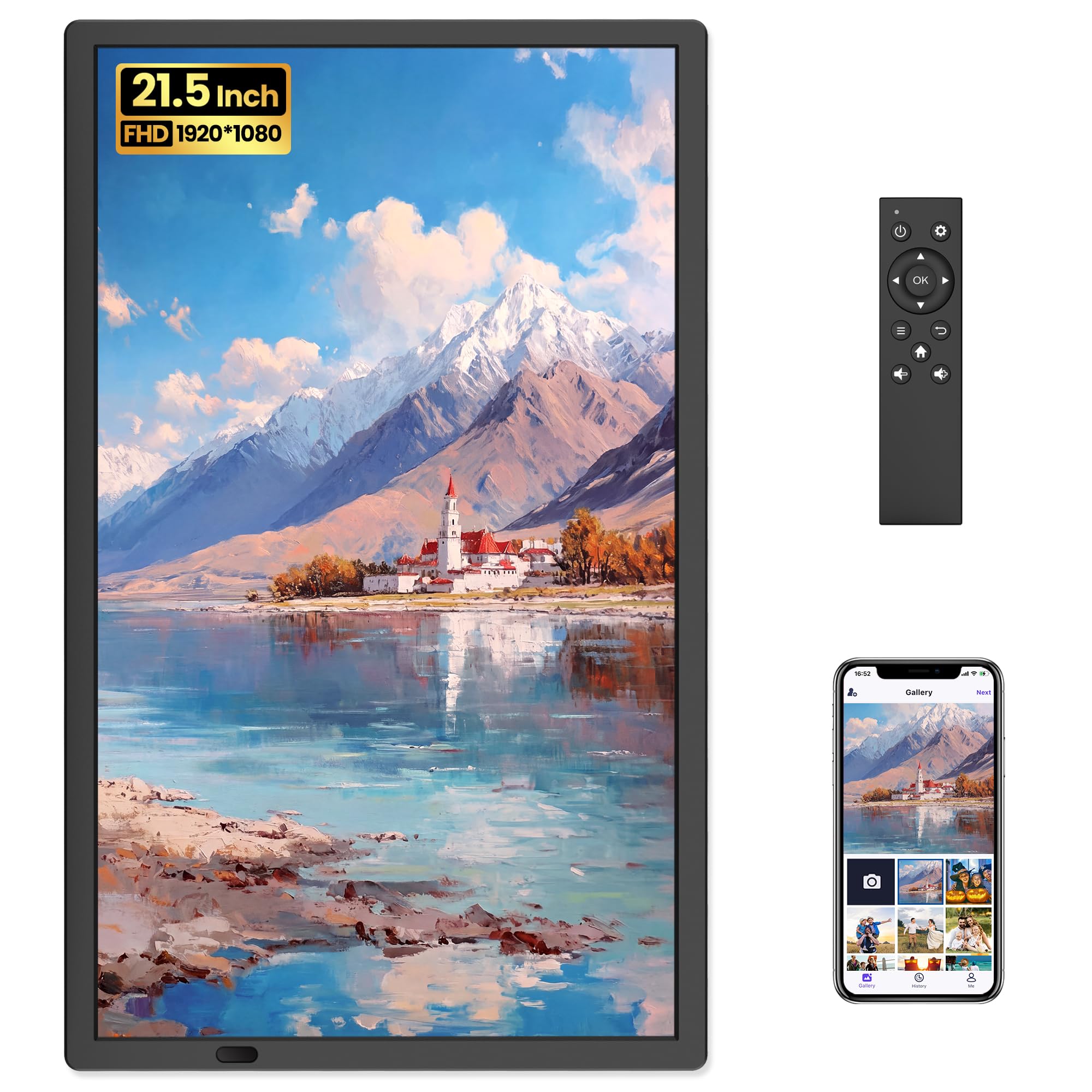 21.5" Large Digital Picture Frame, 64GB Uhale WiFi Frame with Matte Screen | 192