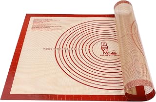 Non-slip Silicone Pastry Mat Extra Large Measurements 28''x 20'' Baking Mat | Silicone Baking Mat Counter Dough Rolling Oven Liner Fondant / Pie Crust Sourdough Bread Supplies - Folksy Super Kitchen Red