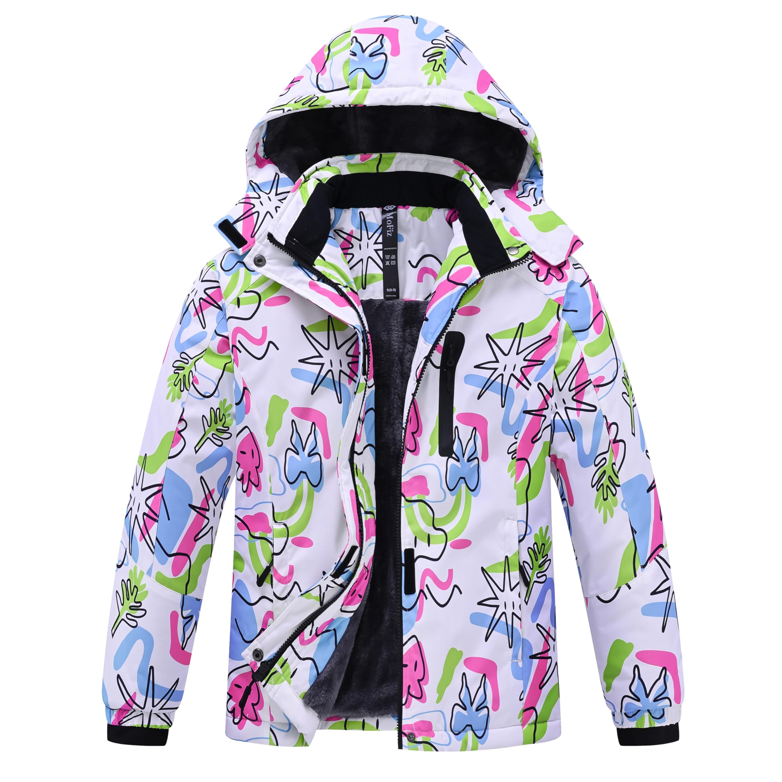 MoFiz Girls' Winter Ski Jacket Ski Jacket Junior Coats Winter Ski Jacket with Ho