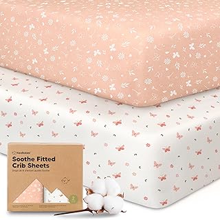 KeaBabies 2pk Organic Cotton Crib Sheets for Boys Girls 52x28 (Butterflies) | Fitted Crib Mattress Sheet Neutral, Breathable Cover for Baby Bed Set, Toddler Mattress, Soft & Cute Prints