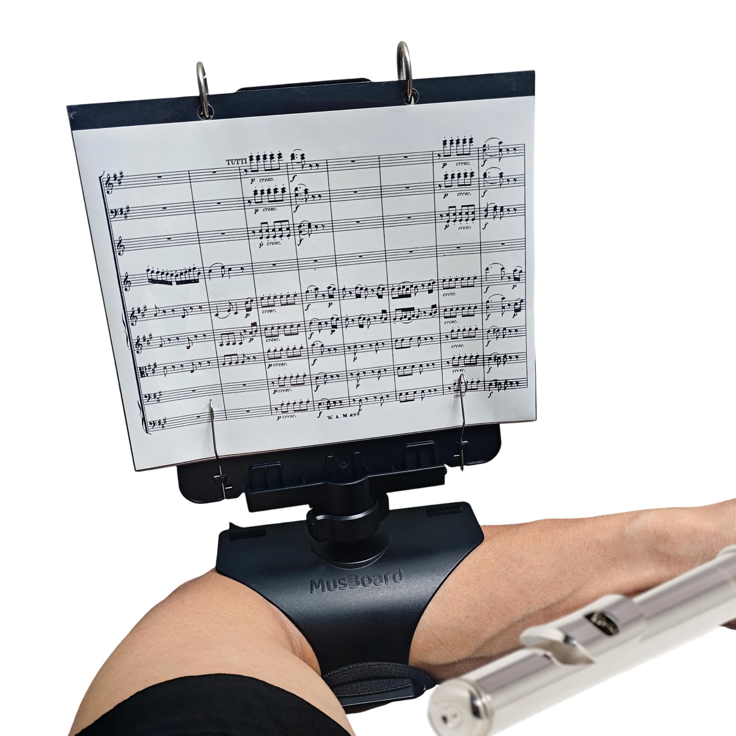 MusBoard FP10 Flute Lyre with Flip Folder for Flute & Piccolo | Arm-Mounted Desi