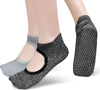 PUTUO Yoga Pilates Socks for Women: Stopper Socks ABS Non-Slip Cotton Socks for Pilates Barre Ballet Dance - Women Non-Slip Socks Sports Socks Yoga Socks Size 37-42