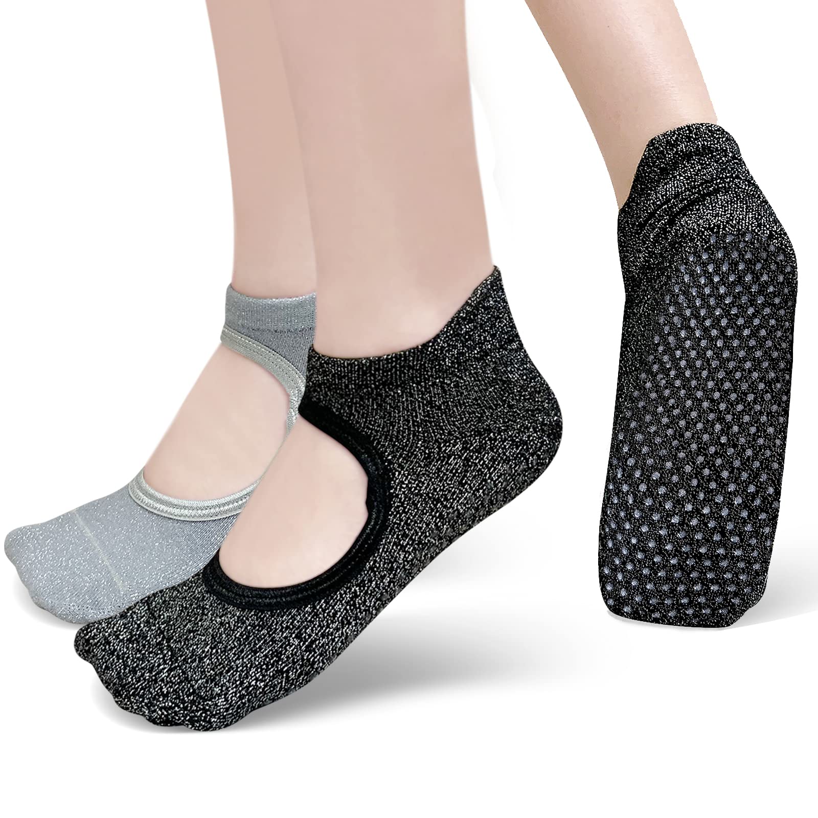 PUTUO Yoga Pilates Socks for Women: Stopper Socks ABS Non-Slip Cotton Socks for 