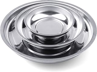 HORUSDY Magnetic Tray | 3-Piece | Round Magnetic Parts Tray | 3 Inch 4 Inch 6 Inch Magnetic Tray for Mechanic's | Stainless Steel