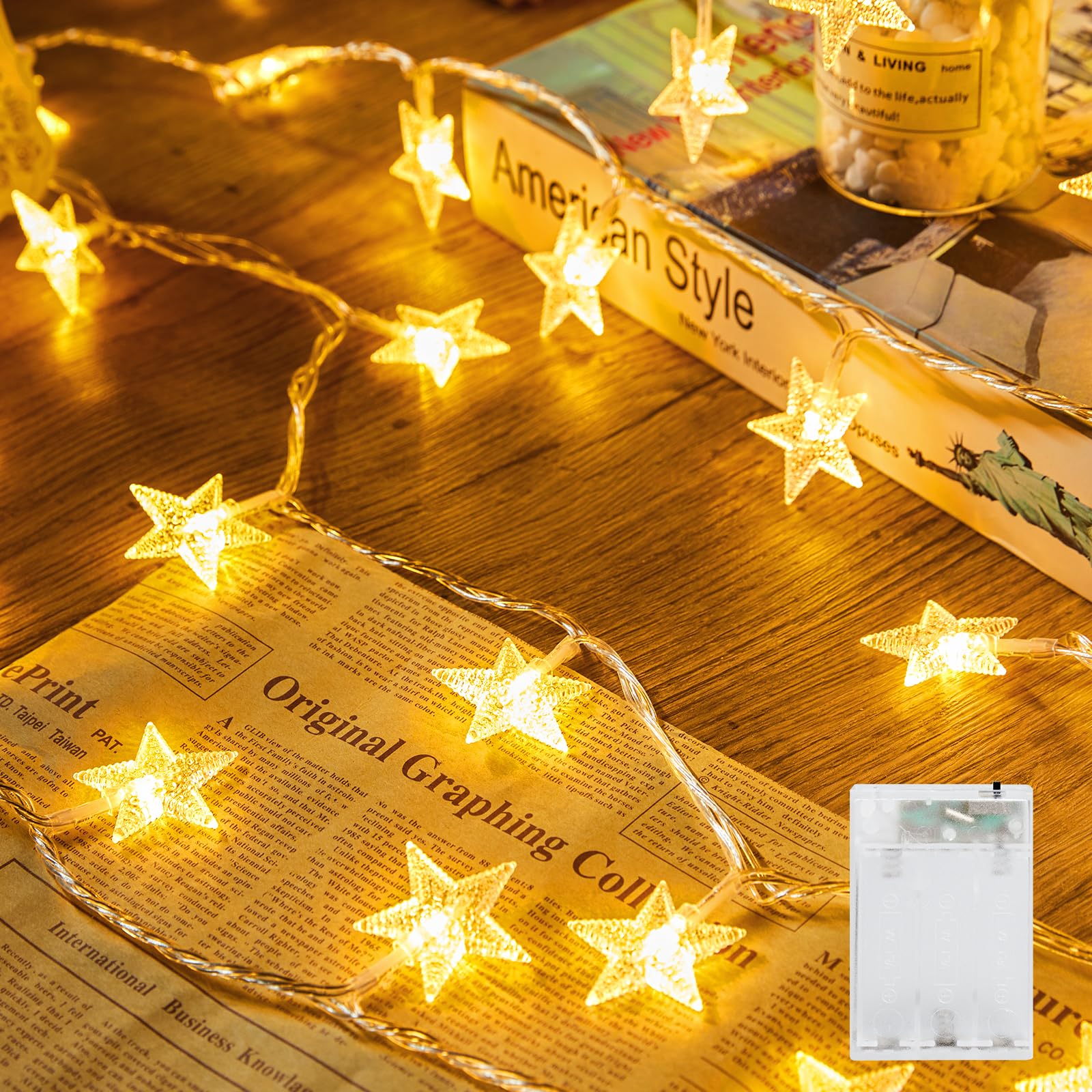 Minetom 50 LED Star String Lights, 17ft Fairy Lights Battery Operated | Star Lig