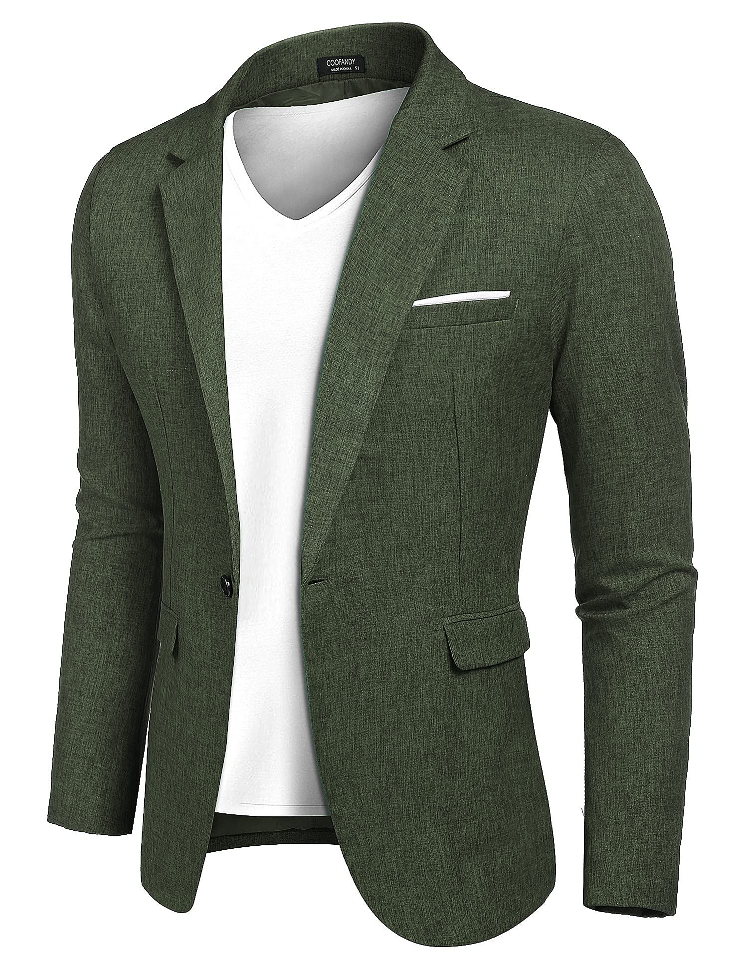 Coofandy Men's Sports Jacket, Casual Style, Slim Fit, One Button, Lightweight Sp