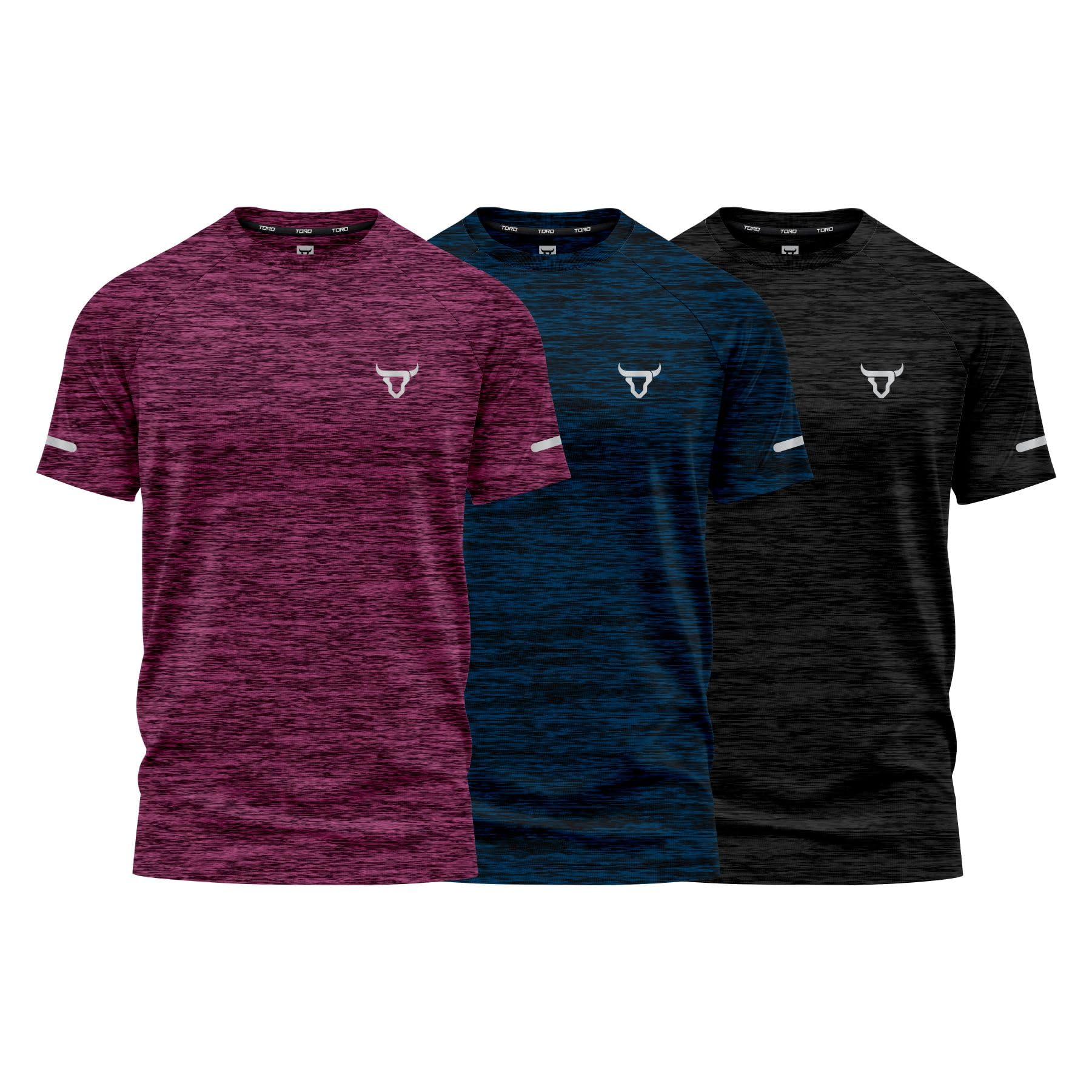 Pack of 3 Mens Workout Short Sleeve T-Shirts Athletic Fit Fast Drying Moisture W