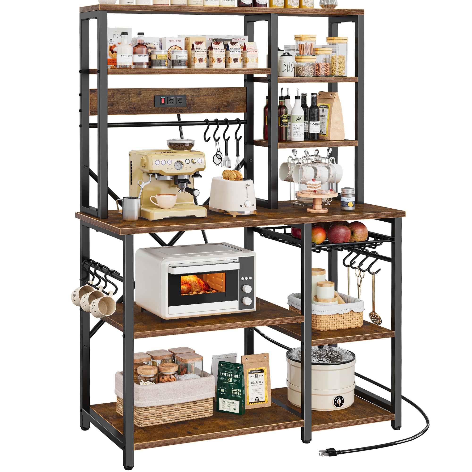 SUPERJARE Large Bakers Rack with Power Outlets, 39.6 Inches Microwave Stand | Co