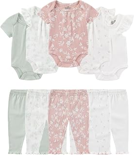 Baby Girl Bodysuit and Pant Set Cotton Ribbed Mix Summer Infant Girls Clothes Outfits 0-12 Month