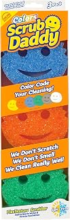 Scrub Daddy Colors Kitchen Sponges - Scratch-Free Dishwashing Sponges & Sponge for Kitchen Sink, Bathroom & Household Cleaning - BPA-Free Polymer Foam (3 Count)