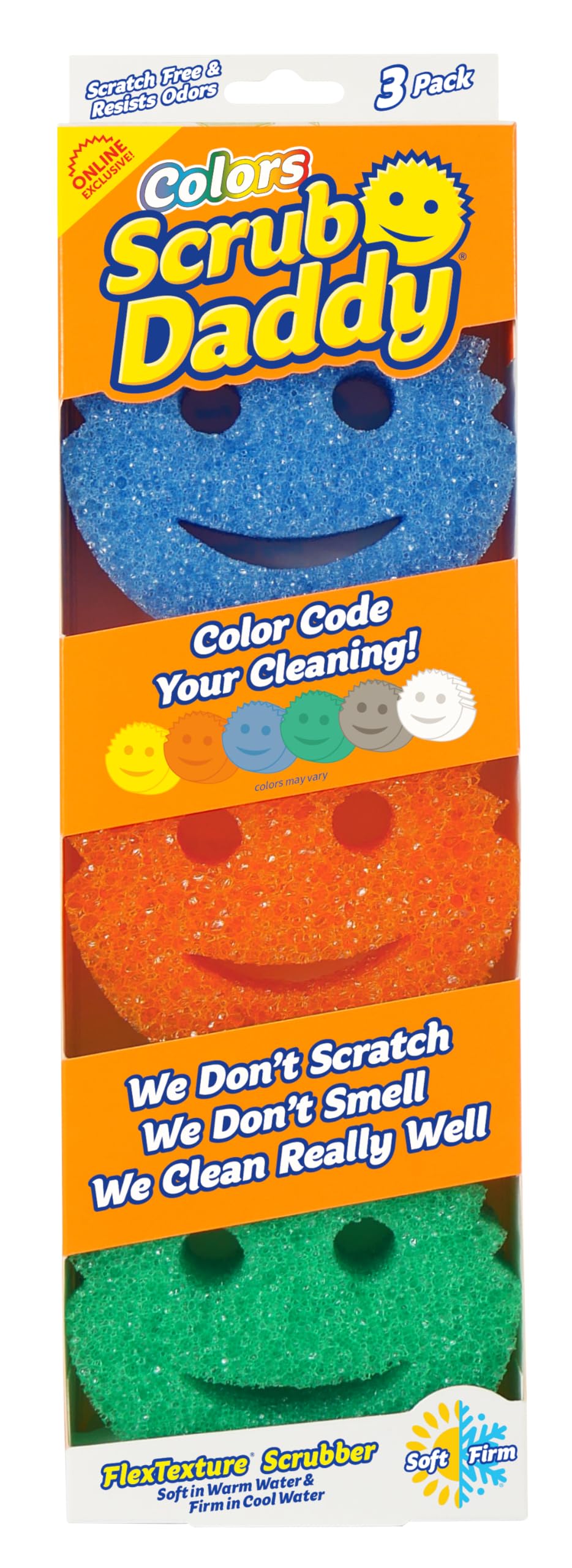 Scrub Daddy Colors Kitchen Sponges - Scratch-Free Dishwashing Sponges & Sponge f