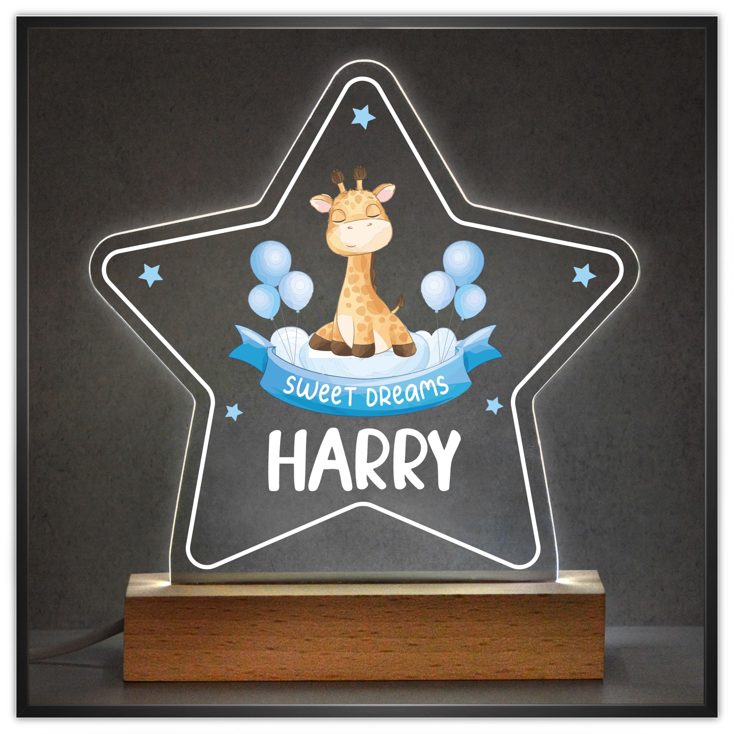 Beecreative Personalised Baby Boy Gifts Nursery Night Light - Personalised with 