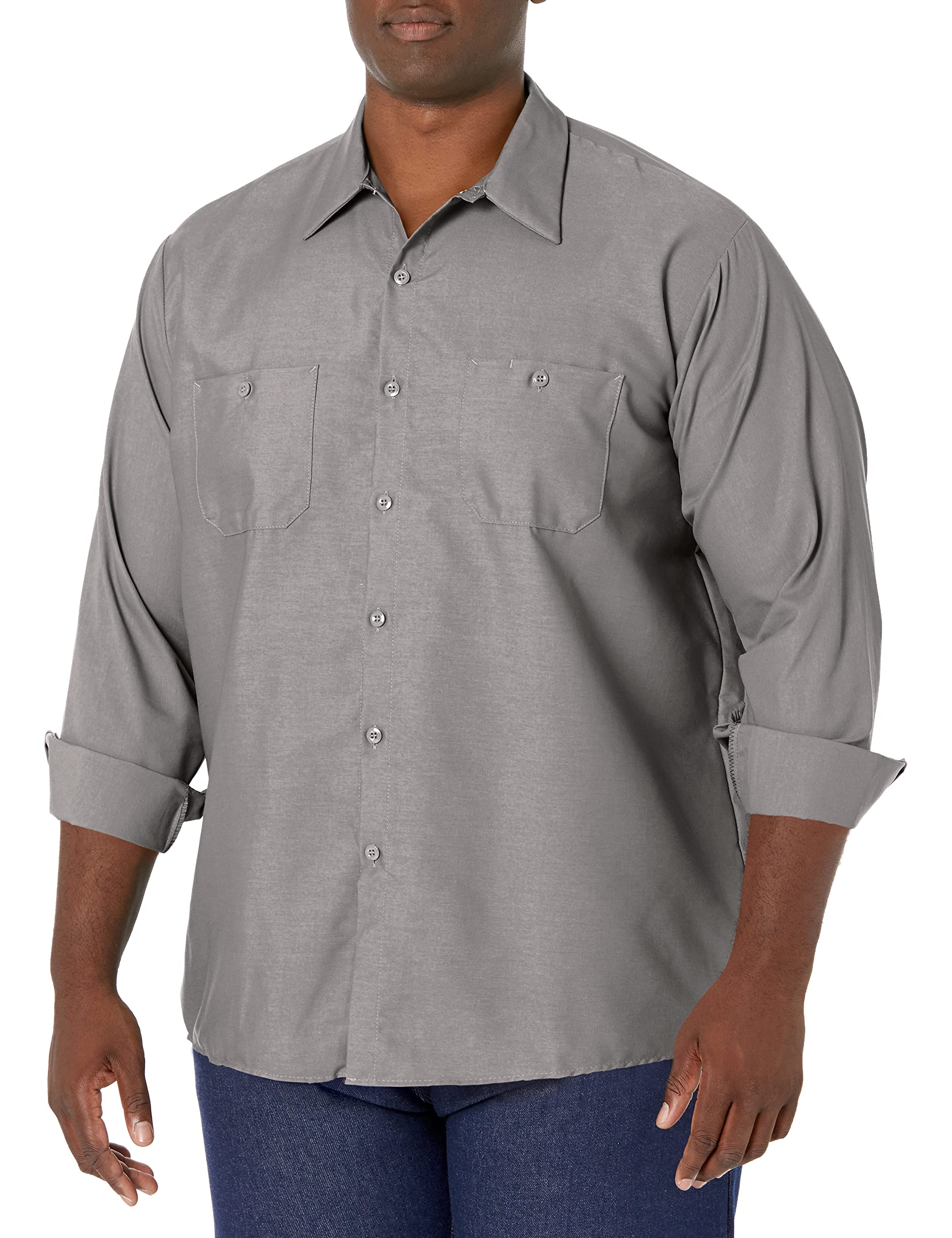 Red Kap Men's Long Sleeve Industrial Work Shirt | Moisture Wicking Button Up, Wr