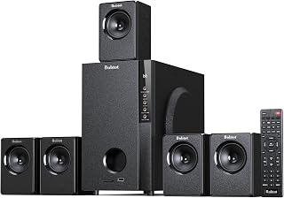 Bobtot Home Theater Systems with 5.25 inch Subwoofer, 600 Watts Peak | 5.1 Wired Satellite Surround Sound Speakers, Deep Bass Audio Stereo System with FM Radio Bluetooth AUX DVD USB SD Input