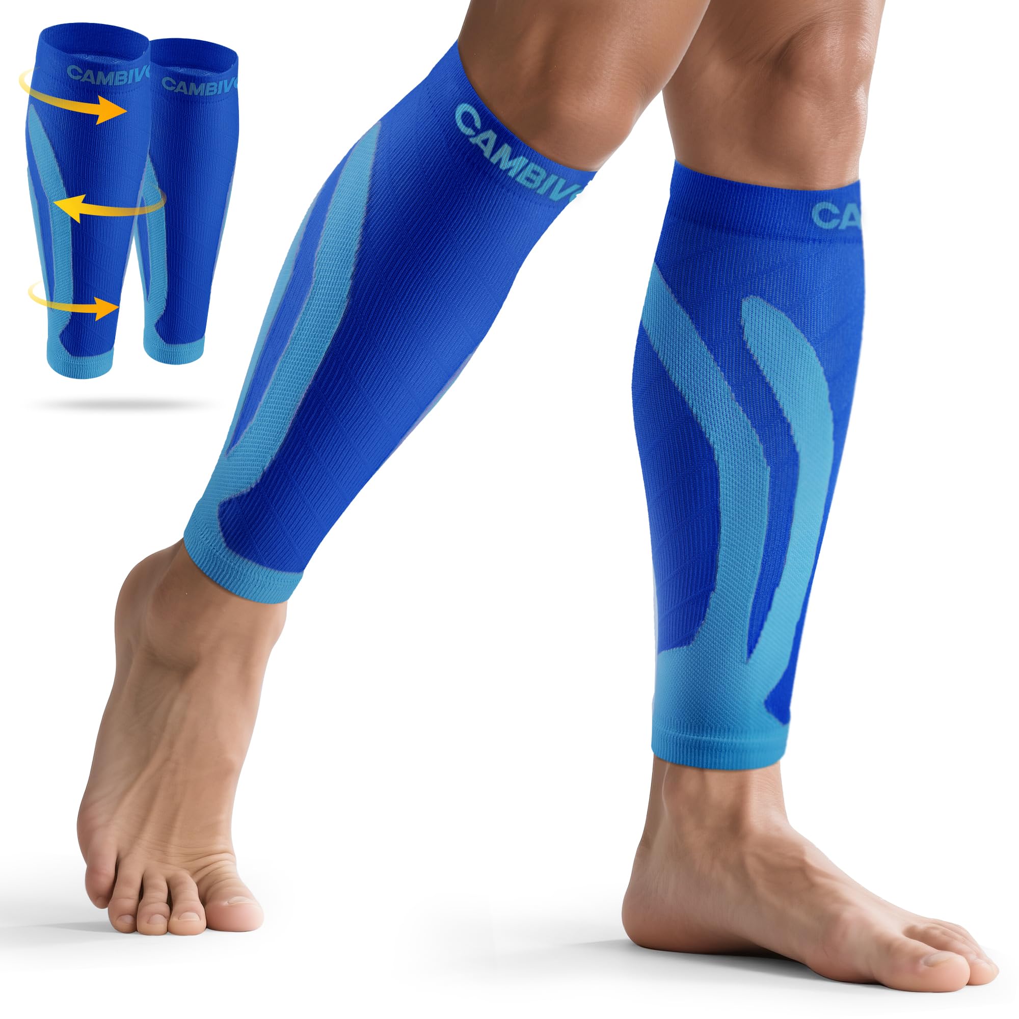 CAMBIVO Calf Compression Sleeves for Men & Women, 2 Pairs, Calf Support