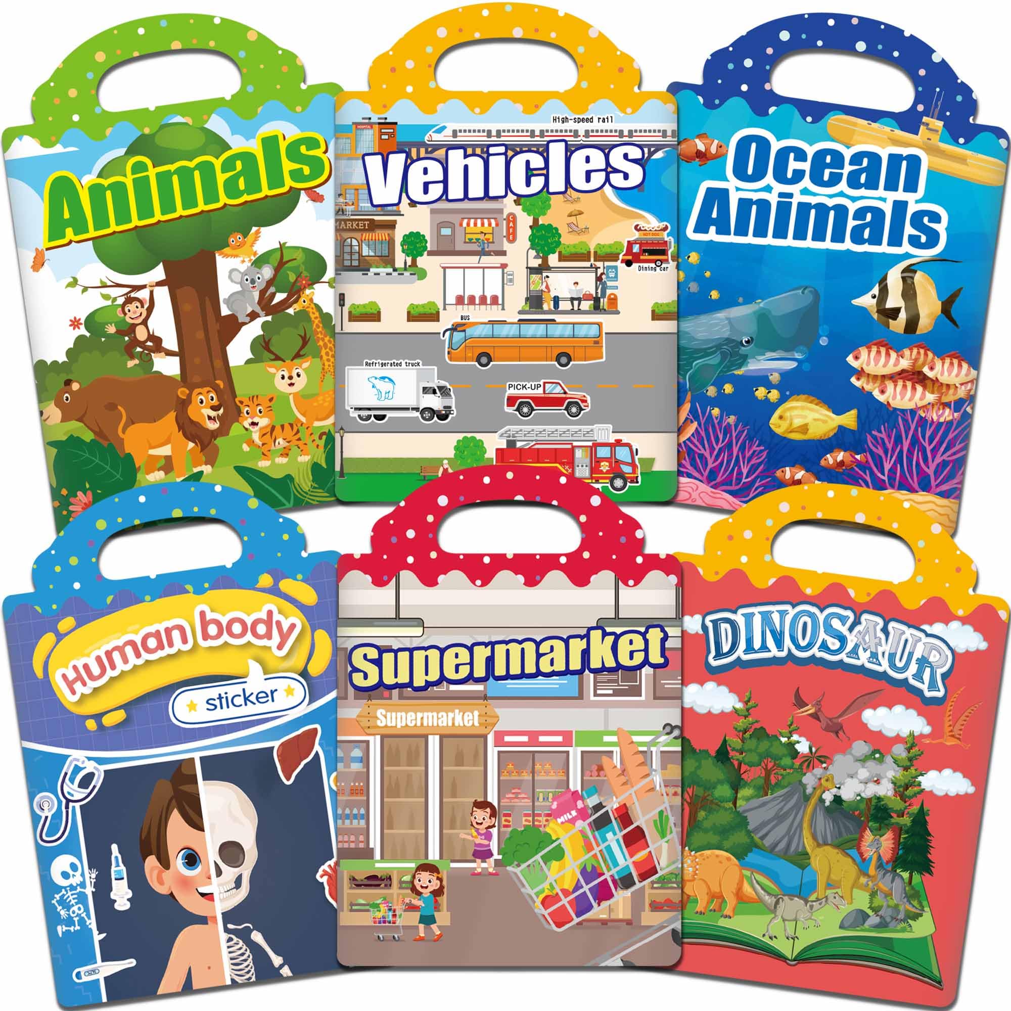 iGetooy 6 Sets Reusable Sticker Book, Jelly Sticker Books for Toddlers | Reusabl