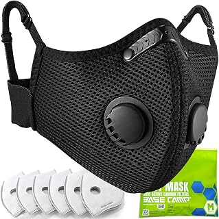 BASE CAMP Upgrade M Plus Dust Mask, Breathable Reusable Dust Face Mask with 6 Activated Carbon Filters for Woodworking Mowing