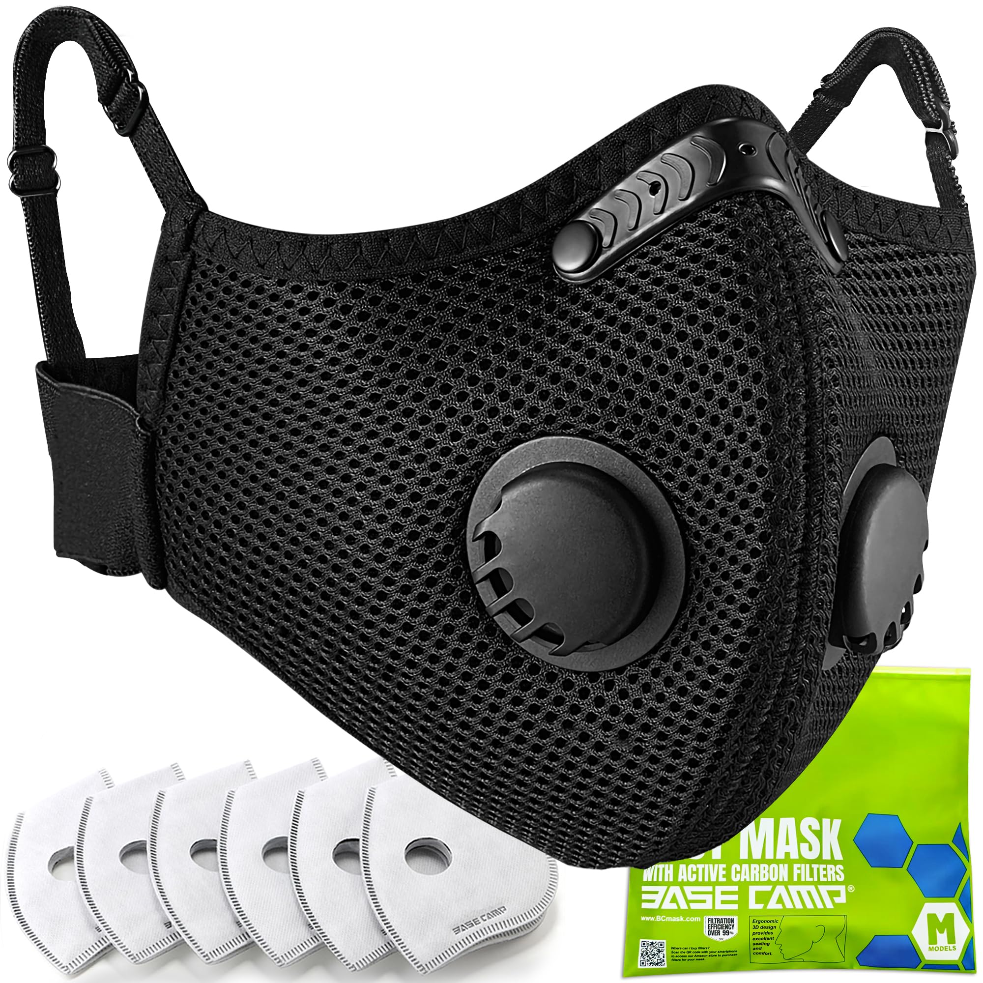 BASE CAMP Upgrade M Plus Dust Mask, Breathable Reusable Dust Face Mask with 6 Ac
