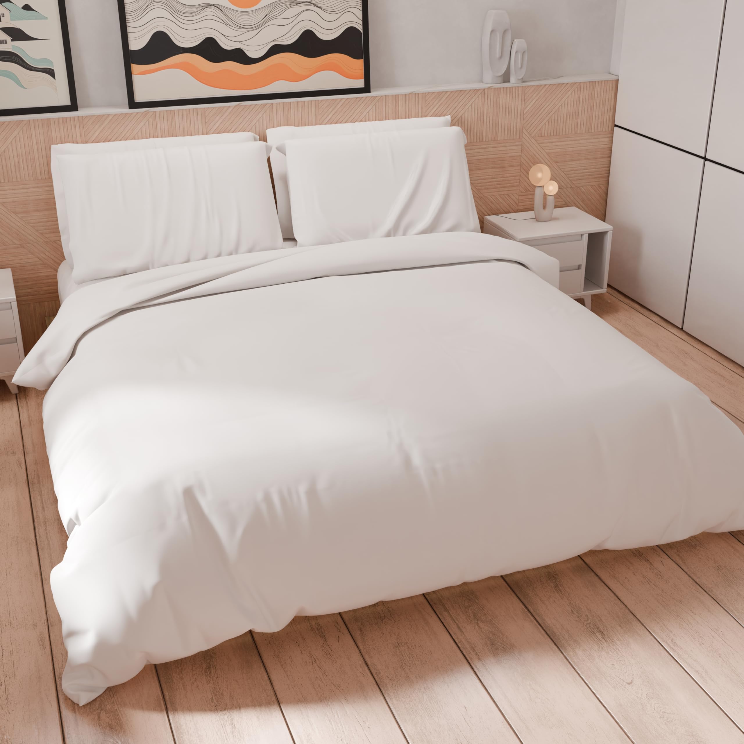PETTI Artigiani Italiani - Set of Double Bed Sheets Percalle Cotton Aqua Green, 