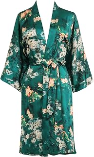 BABEYOND - Women's Floral Print Bathrobe Summer Kimono Short Satin Bathrobe Bathrobe for Women Beach