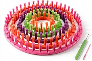 novelinks Round Knitting Looms Kit, Set of 5 Plastic Looms Knitting | with 1 Knitting Yarn Loom Needle and 1 Plastic Loom Pick, Crochet Loom, Knitting Tools, Knitting Kit for Beginners