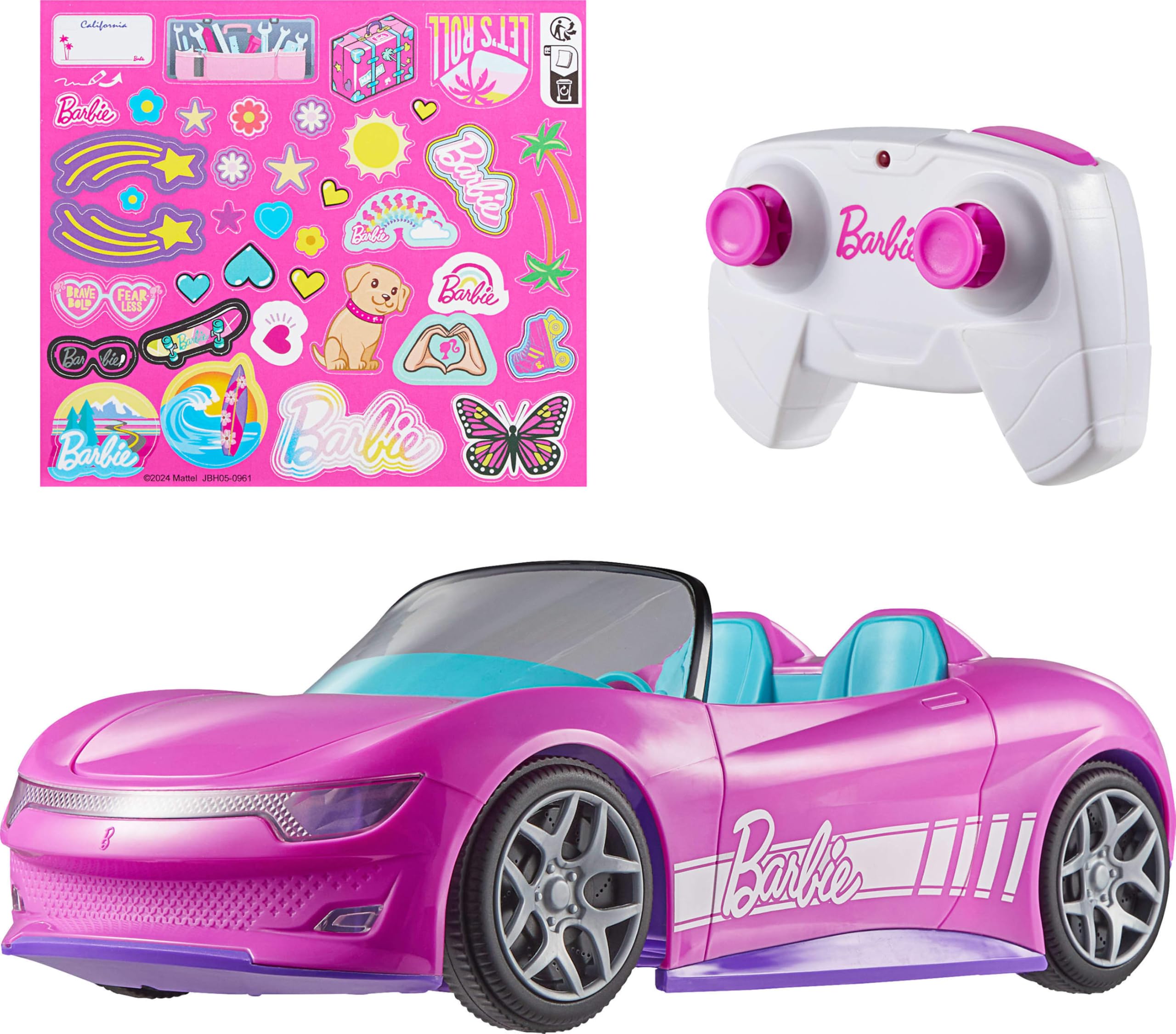 Hot Wheels Barbie RC Toy Car, Remote-Control Pink Convertible | Fits 2 Fashion D