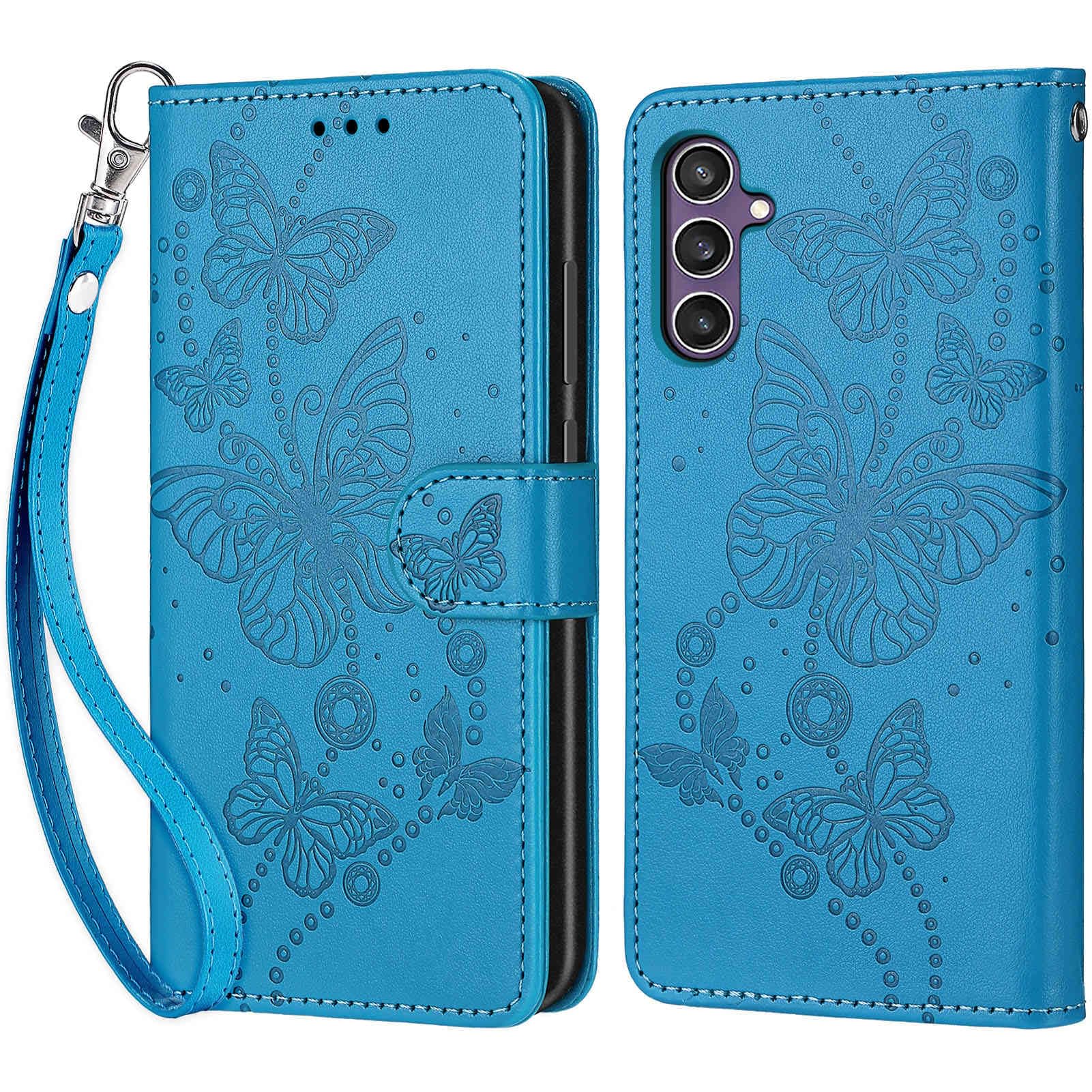 Handyhülle für Samsung Galaxy S23 FE 5G Hülle, Blau Schmetterling