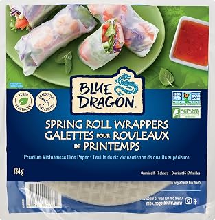 Blue Dragon Spring Roll Wrappers, 135g | Soak, fill with vegetables, protein or noodles for fresh Vietnamese rolls or crispy fried spring rolls, vegan, Gluten Free