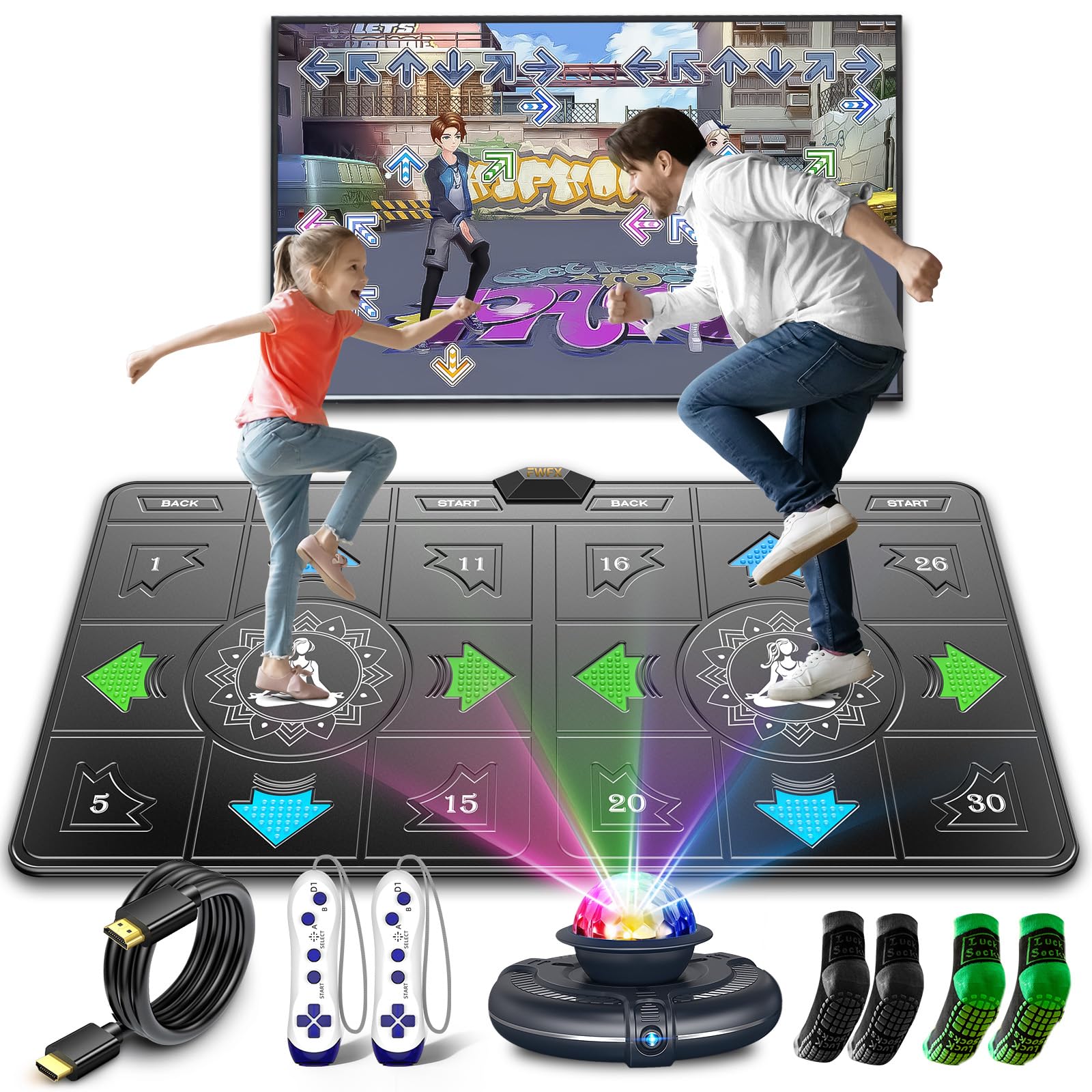 FWFX Dance Mat for Kids & Adults, Interactive TV Fitness System for Family | Plu