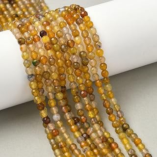 5 Strands 4mm Faceted Natural Agate Beads Energy Healing Round Beads for DIY Jewelry Making Bracelet Necklace About 88-94pcs/Strand