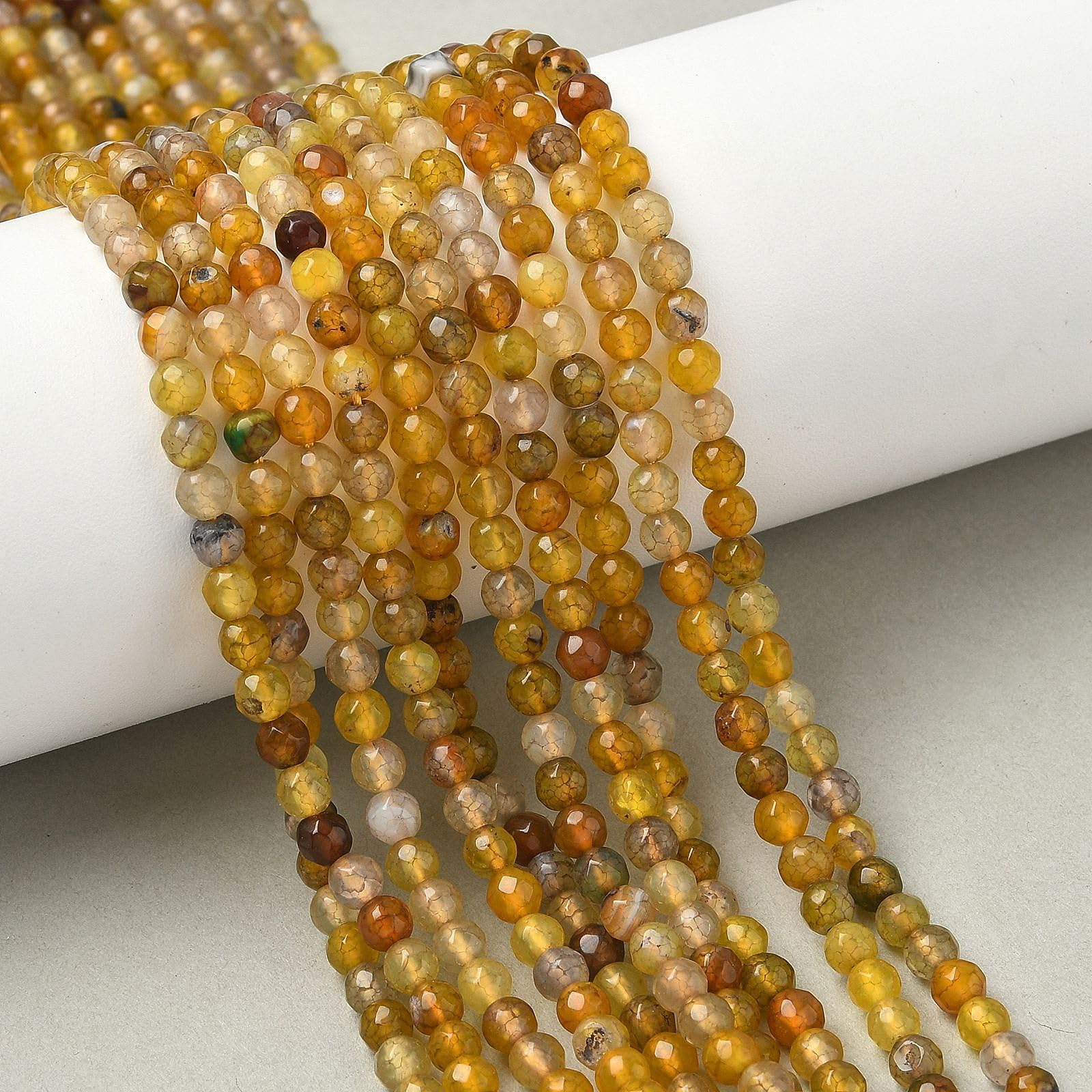 5 Strands 4mm Faceted Natural Agate Beads Energy Healing Round Beads for DIY Jew