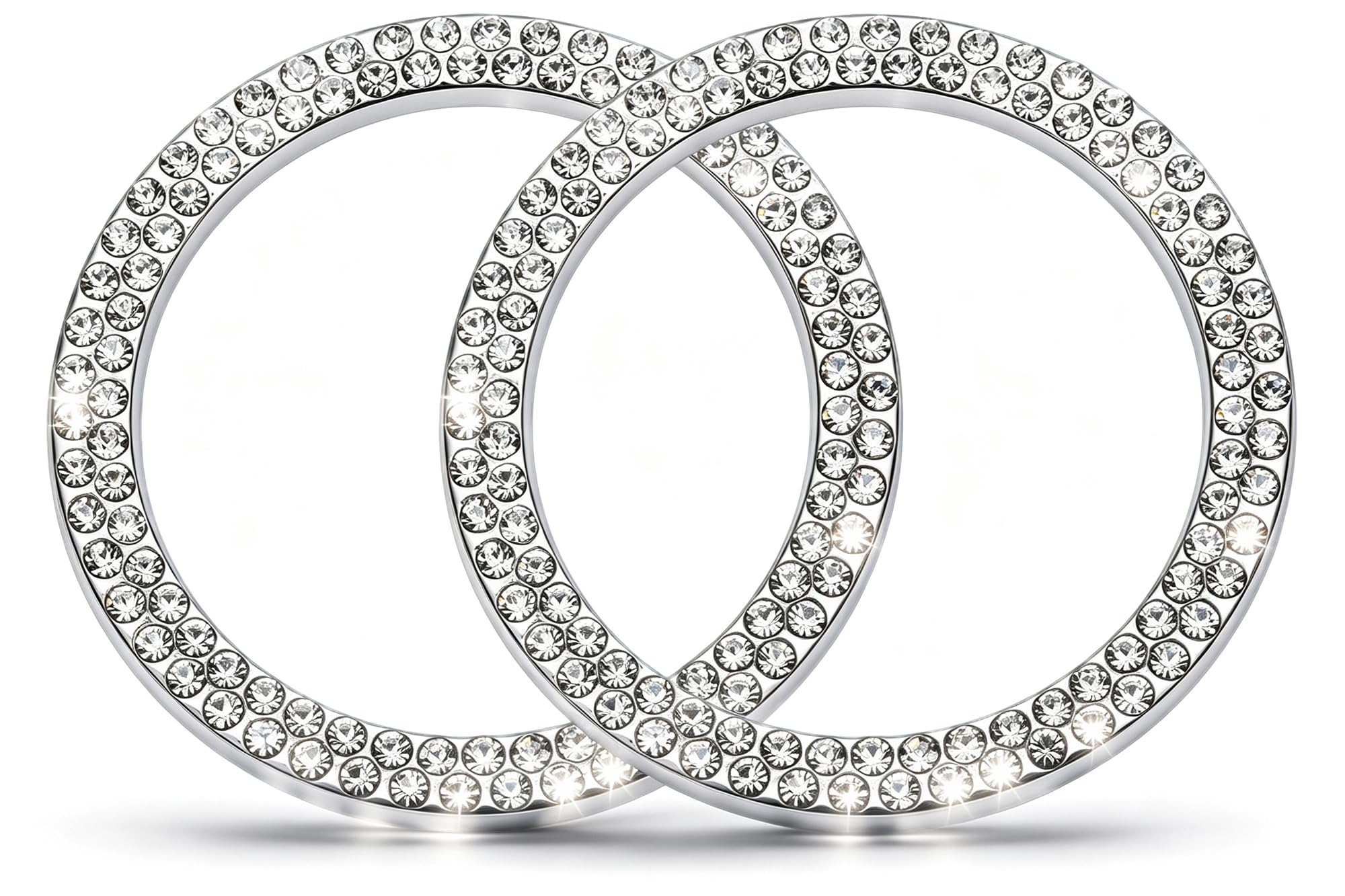 MEAJOO 2 PCS Crystal Double Rhinestone Car Engine Start Stop Decoration Ring, Bl
