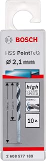 Bosch Professional PointTeQ 10pcs HSS Twist Drill Bits Metal Drill Bit 1/8" x 1/8" x 1-3/4" Drill Attachment