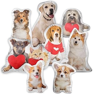 Easycosy Custom Photo Pillow, Personalized Pet Pillow Shaped Like Dog Cat, Customized Stuffed Animal Picture Pillowcase, Memorial Gifts for Her Him Birthday Gifts for Pet Lovers-8 Inches