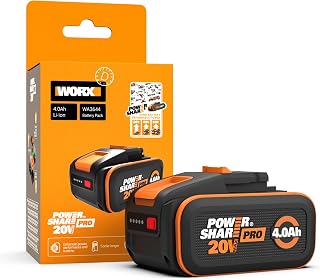 WORX WA3644 20V 4.0Ah PowerShare Battery | 20V 4.0Ah PowerShare battery — compatible with 140+ WORX tools; battery management system