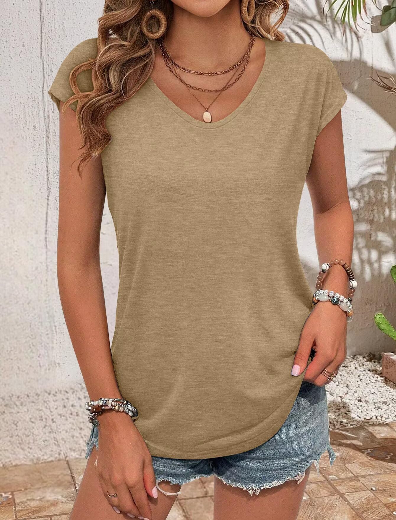 Women Tank Tops Round Neck Pleated Tunic Casual Spring Summer Fashion Fluid Slee