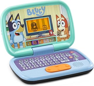 VTech Bluey Game Time Laptop (English Version) | Official Bluey Laptop, 10 games teach letters, numbers and memory skills, LCD screen, QWERTY keyboard & number keys. Ages 3-6