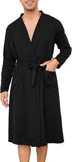 Sopesil Mens Dressing Gowns Waffle Robes Cotton Soft Luxury Bathrobe Lightweight Loungewear Sleepwear Spa and Hotel S-3XL
