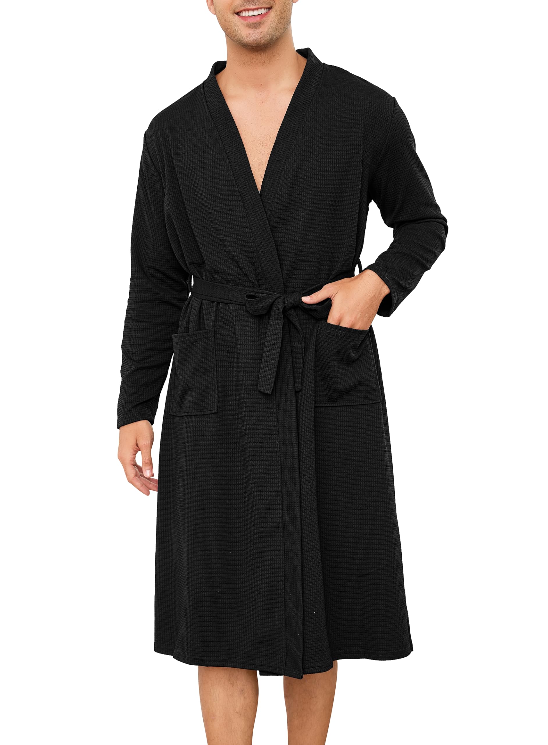 Sopesil Mens Dressing Gowns Waffle Robes Cotton Soft Luxury Bathrobe Lightweight