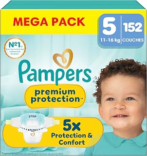 Pampers Premium Protection Nappies Size 5 x152 Pack 1 Month | 11kg-16kg Our #1 Skin Protection & Leakage Protection. Pack 1 Month